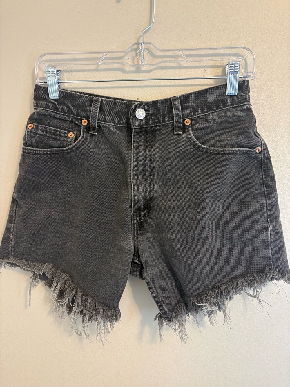 Levi's Black Frayed Hem Jean Shorts